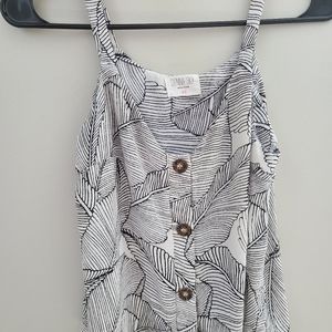 Black and White Printed Tank Top; XS